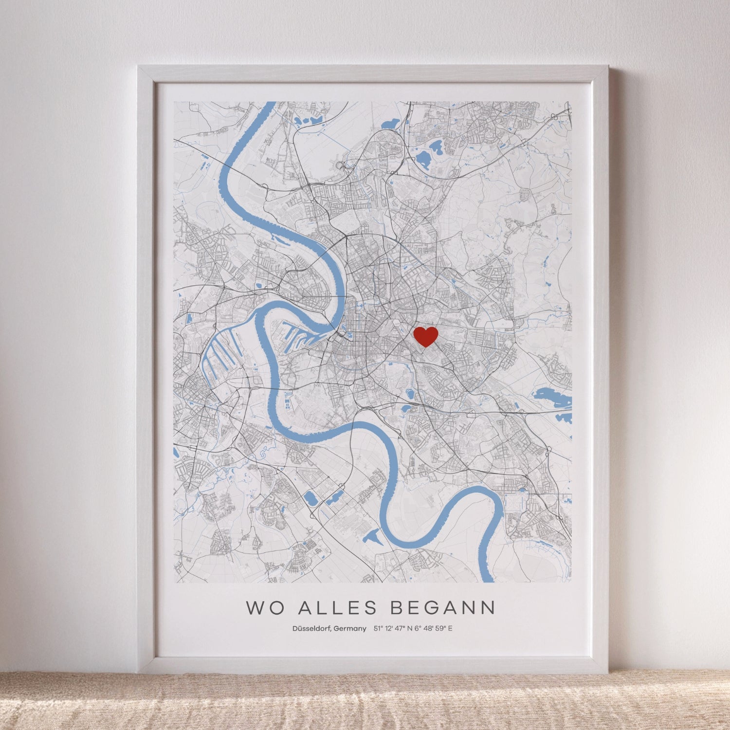 Personalisierte City Map Kollektion – individuelle Stadtposter mit minimalistischen Karten als stilvolle Wanddekoration und besonderes Geschenk für jeden Anlass