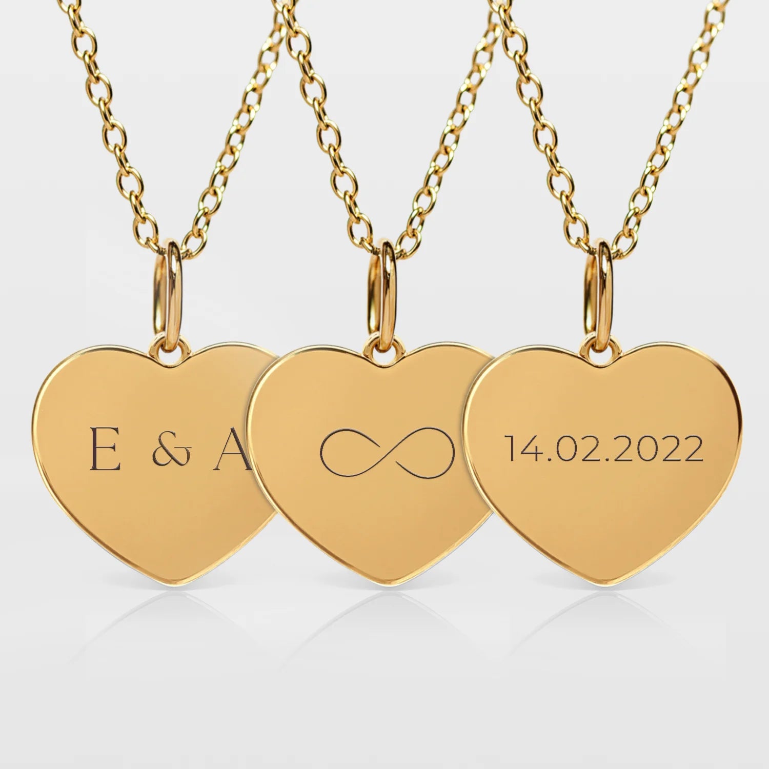 Herzkette mit Gravur, wähle zwischen Symbol, Initialen oder Datum und füge eine persönliche Widmung hinzu – Momenterie