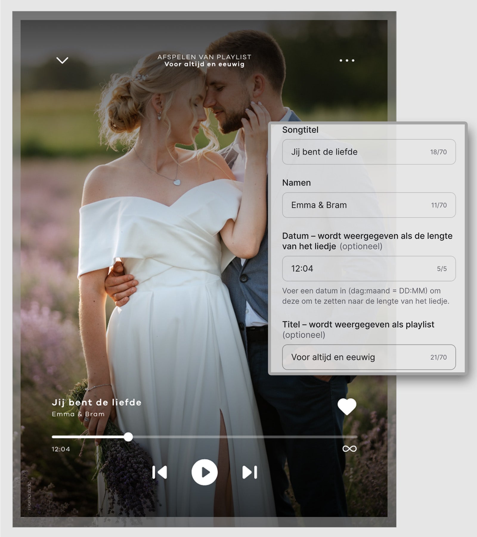 Gepersonaliseerde song display – acrylglas met foto en Spotify-code, uniek en persoonlijk muziekcadeau voor speciale momenten
