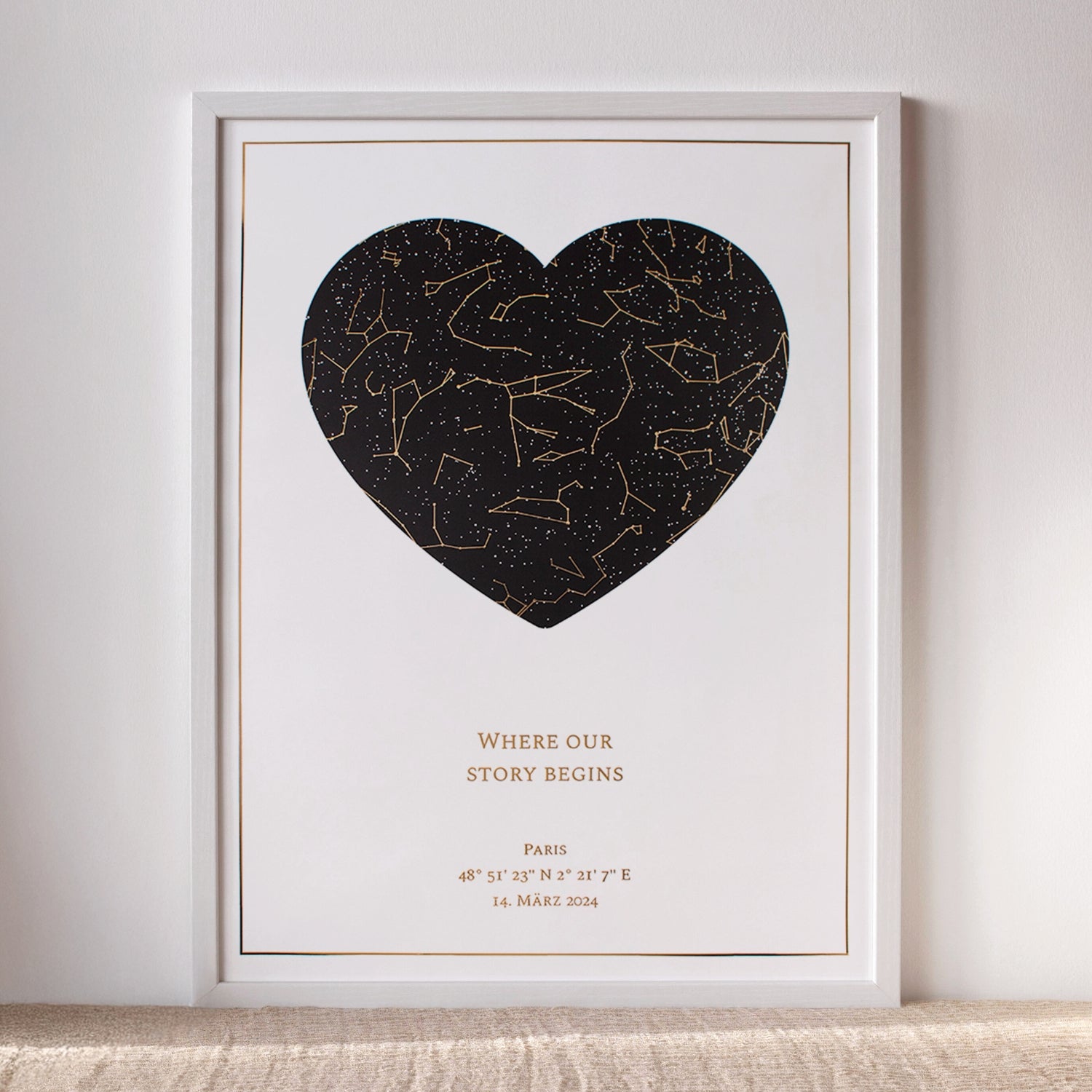 Personalisierte Folien-Sternkarten Kollektion – elegante Sternenkarten Poster mit Metallic-Folie veredelt als besondere Geschenkidee für unvergessliche Momente